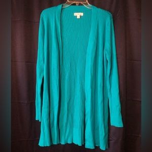 Kim Rogers Teal Open Cardigan Size Large